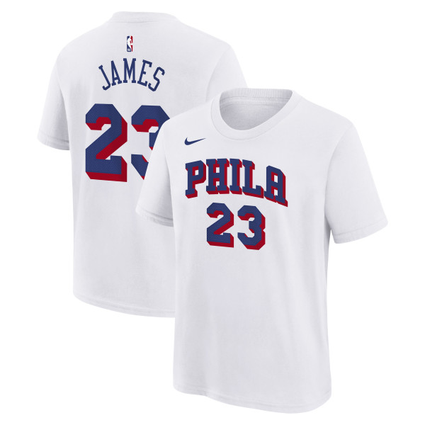 Подростковая Philadelphia 76ers LeBron James Nike White Association Name & Number T-Shirt
