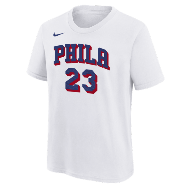 Детская футболка Philadelphia 76ers LeBron James Nike White Association Name & Number