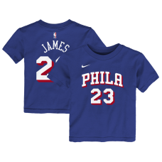 Детская Philadelphia 76ers LeBron James Nike Royal Icon Name & Number T-Shirt