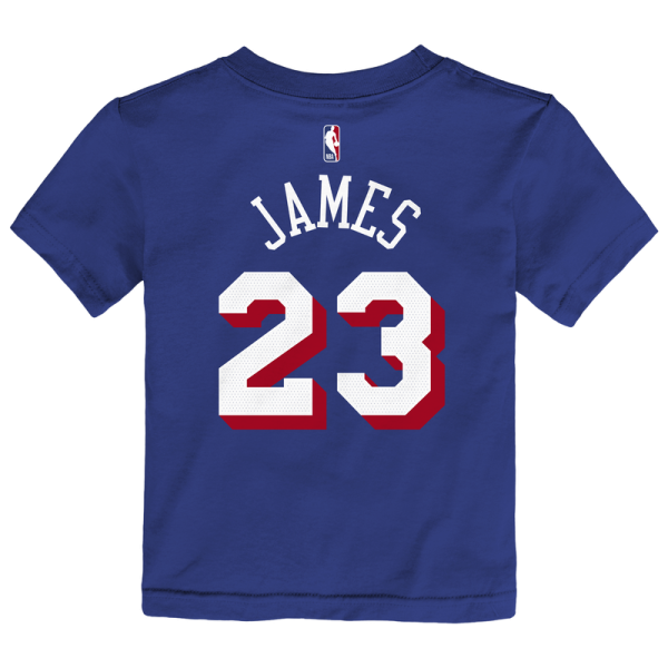 Детская Philadelphia 76ers LeBron James Nike Royal Icon Name & Number T-Shirt