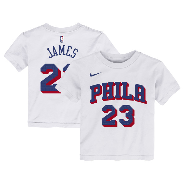 Детская Philadelphia 76ers LeBron James Nike White Association Name & Number T-Shirt