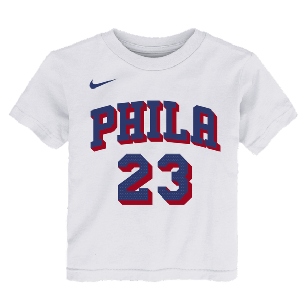 Футболка для малыша Philadelphia 76ers LeBron James Nike White Association Name & Number