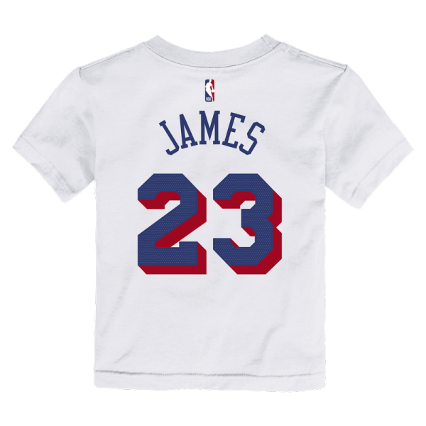Футболка для малыша Philadelphia 76ers LeBron James Nike White Association Name & Number