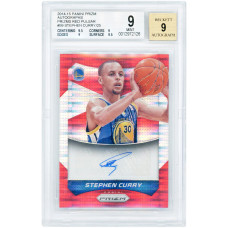 Карточка Stephen Curry Golden State Warriors Autographed 2014-15 Panini Prizm Red Pulsar Prizm #59 #16/25 BGS Authenticated 9/9 - 9.5,9,9,9.5 Subgrades