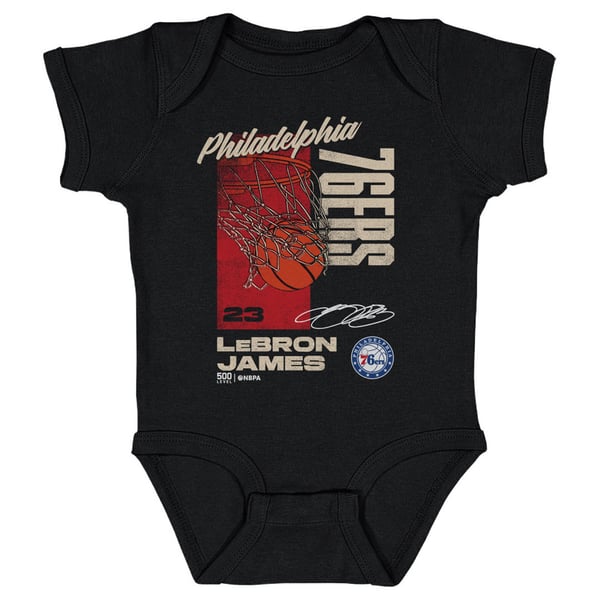 для малыша Philadelphia 76ers LeBron James 500 Level Black All Net Bodysuit