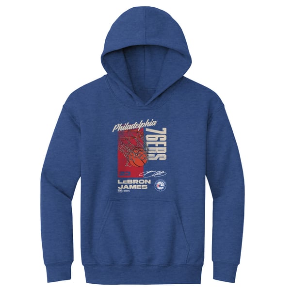 Детская толстовка Philadelphia 76ers LeBron James 500 Level Heather Royal All Net