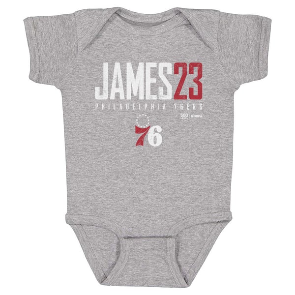 для малыша Philadelphia 76ers LeBron James 500 Level Heather Gray Elite Bodysuit