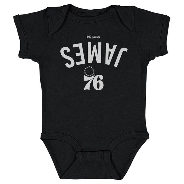 для малыша Philadelphia 76ers LeBron James 500 Level Black Invert Bodysuit