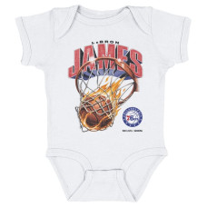 для малыша Philadelphia 76ers LeBron James 500 Level White On Fire Bodysuit