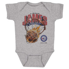 для малыша Philadelphia 76ers LeBron James 500 Level Heather Gray On Fire Bodysuit