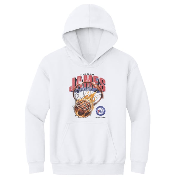 Детская толстовка Philadelphia 76ers LeBron James 500 Level White On Fire