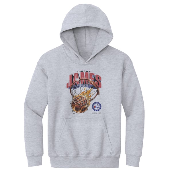 Детская толстовка Philadelphia 76ers LeBron James 500 Level Gray On Fire