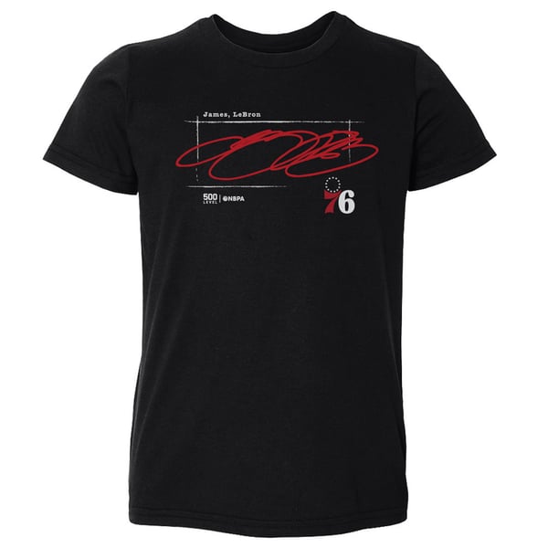 Футболка для малыша Philadelphia 76ers LeBron James 500 Level Black Signature