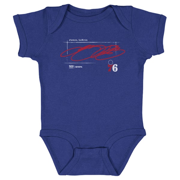 для малыша Philadelphia 76ers LeBron James 500 Level Royal Signature Bodysuit