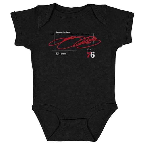 для малыша Philadelphia 76ers LeBron James 500 Level Black Signature Bodysuit