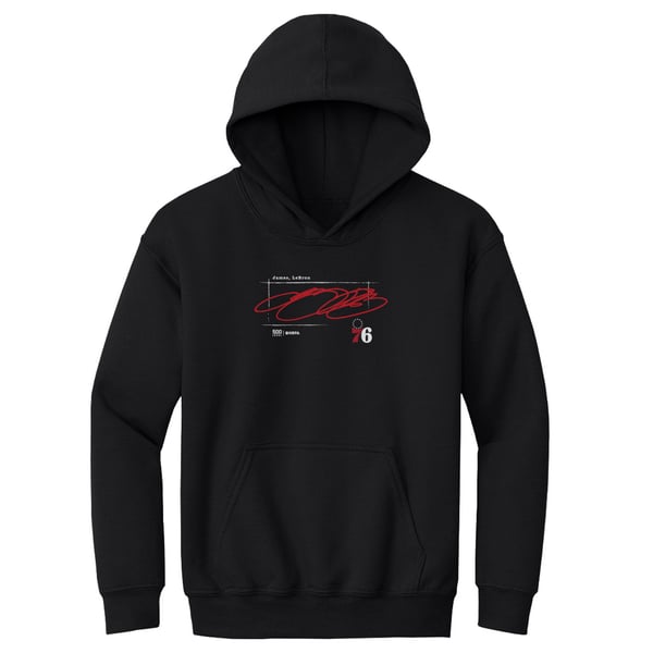 Детская толстовка Philadelphia 76ers LeBron James 500 Level Black Signature