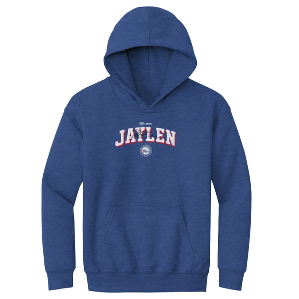 Детская толстовка Philadelphia 76ers Jaylen Brown 500 Level Heather Royal Team Font