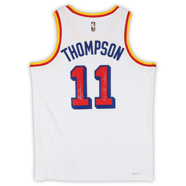 Джерси с автографом Klay Thompson Golden State Warriors Fanatics Authentic White Nike Association Swingman with 4X Champ' Inscription