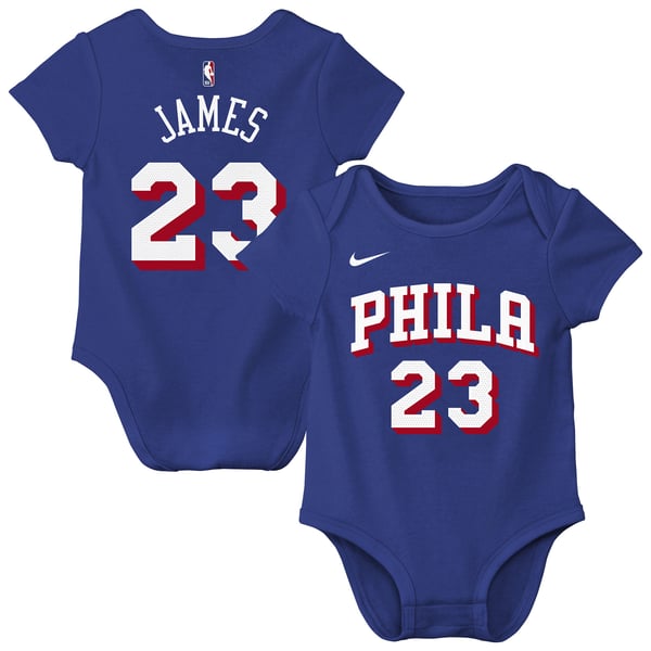 для малыша Philadelphia 76ers LeBron James Nike Royal Name & Number Bodysuit