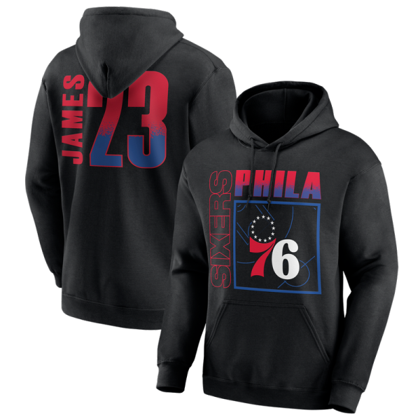 Толстовка Philadelphia 76ers LeBron James Black Home Court Pop Name & Number