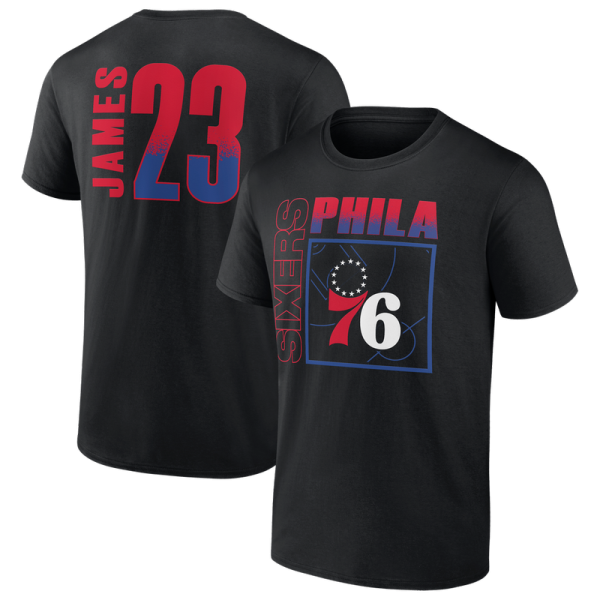 Футболка Philadelphia 76ers LeBron James Black Home Court Pop Name & Number
