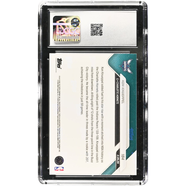 Карточка Kon Knueppel Charlotte Hornets 2025-26 Topps Now Shatters All-Time Rookie Mark with 207th Career 3PM #184 CGC Authenticated 10