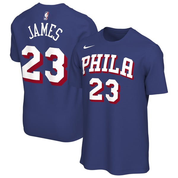 Футболка Unisex Philadelphia 76ers LeBron James Nike Royal Icon Edition Name & Number