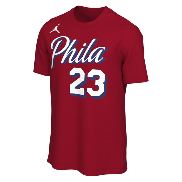 Футболка Unisex Philadelphia 76ers LeBron James Jordan Brand Red Statement Edition Name & Number