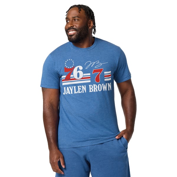 Футболка Unisex Philadelphia 76ers Jaylen Brown Homage Royal Signature Jersey Tri-Blend
