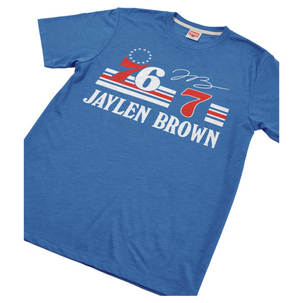 Футболка Unisex Philadelphia 76ers Jaylen Brown Homage Royal Signature Jersey Tri-Blend