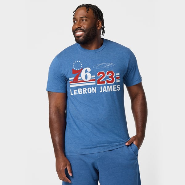 Футболка Unisex Philadelphia 76ers LeBron James Homage Blue Signature Tri-Blend