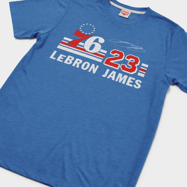 Футболка Unisex Philadelphia 76ers LeBron James Homage Blue Signature Tri-Blend
