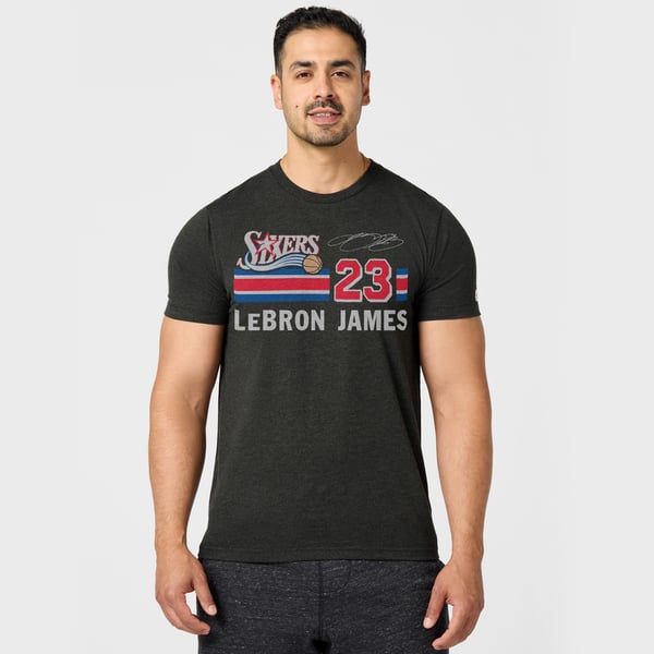 Футболка Unisex Philadelphia 76ers LeBron James Homage Charcoal Retro Signature Tri-Blend