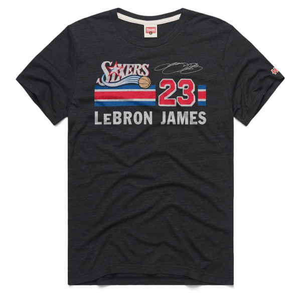 Футболка Unisex Philadelphia 76ers LeBron James Homage Charcoal Retro Signature Tri-Blend