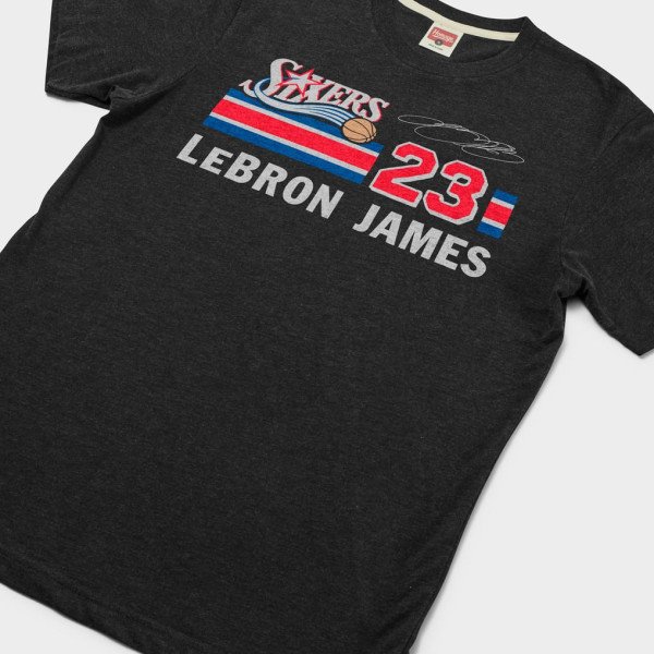 Футболка Unisex Philadelphia 76ers LeBron James Homage Charcoal Retro Signature Tri-Blend