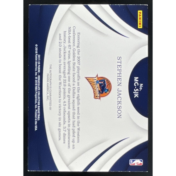 2017 Immaculate Collection Marks of Greatness #MG-SJK Stephen Jackson Auto /99
