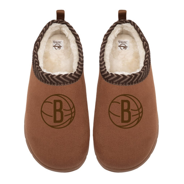 Unisex Brooklyn Nets ISlide Tan Tonal Logo Mission Slippers