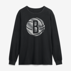 Футболка с длинным рукавом Brooklyn Nets Black Metallic Mascot