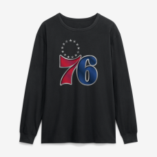 Футболка с длинным рукавом Philadelphia 76ers Black Metallic Mascot