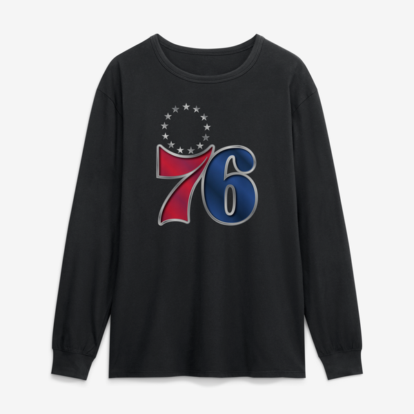Футболка с длинным рукавом Philadelphia 76ers Black Metallic Mascot