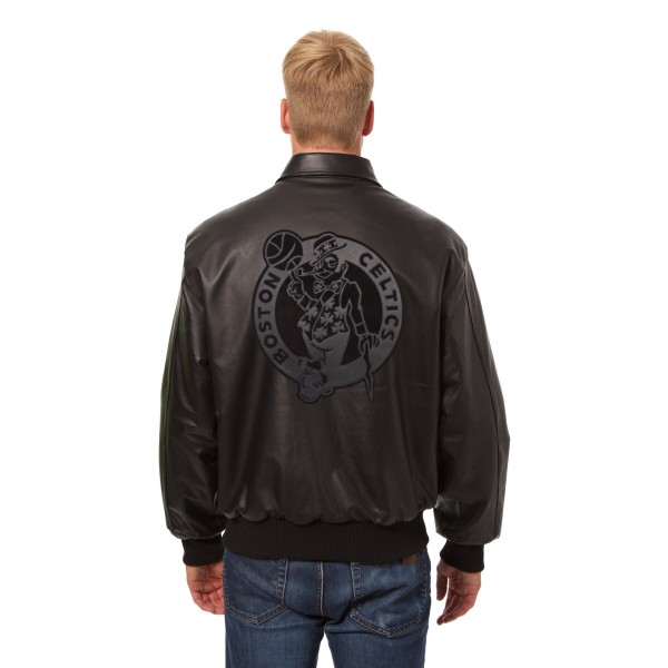 Куртка на молнии Boston Celtics JH Design Tonal Leather - Black