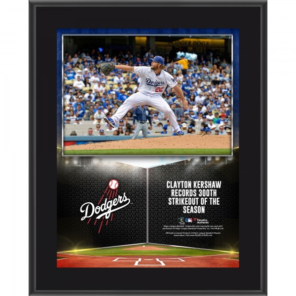 Clayton Kershaw Los Angeles Dodgers 10.5 x 13 300 Strikeouts in a Season Sublimated Plaque