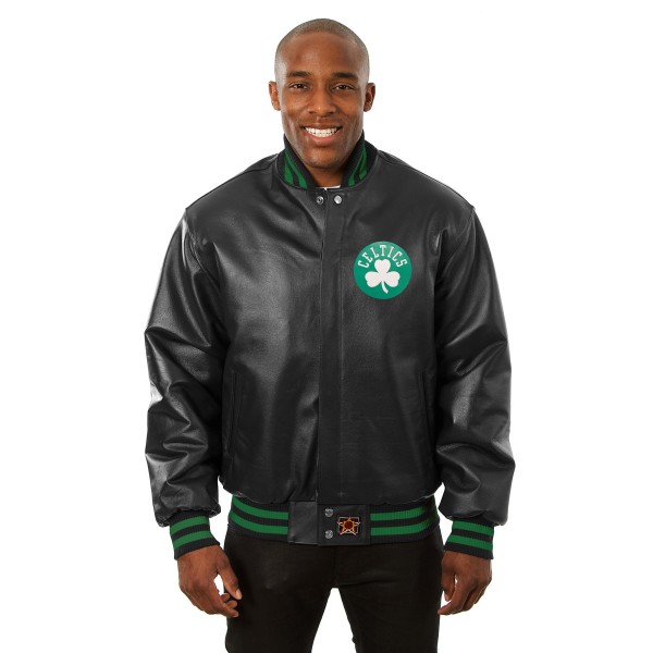 Куртка кожаная Boston Celtics JH Design Domestic Team Color - Black