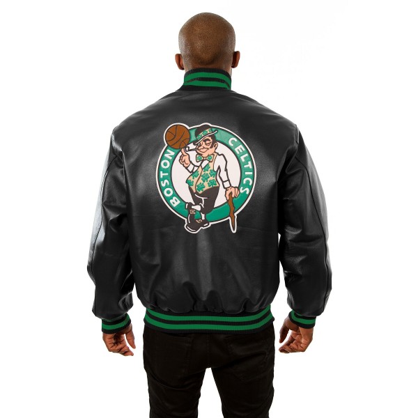 Куртка кожаная Boston Celtics JH Design Domestic Team Color - Black