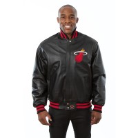 Куртка кожаная Miami Heat JH Design Domestic Team Color - Black