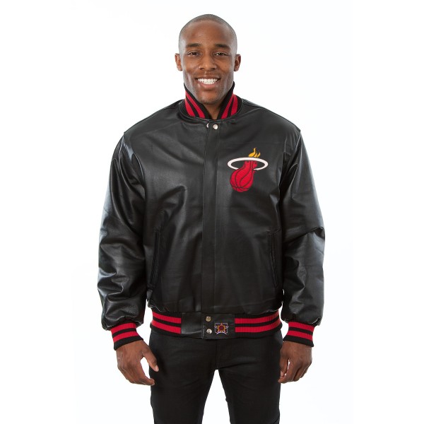 Куртка кожаная Miami Heat JH Design Domestic Team Color - Black