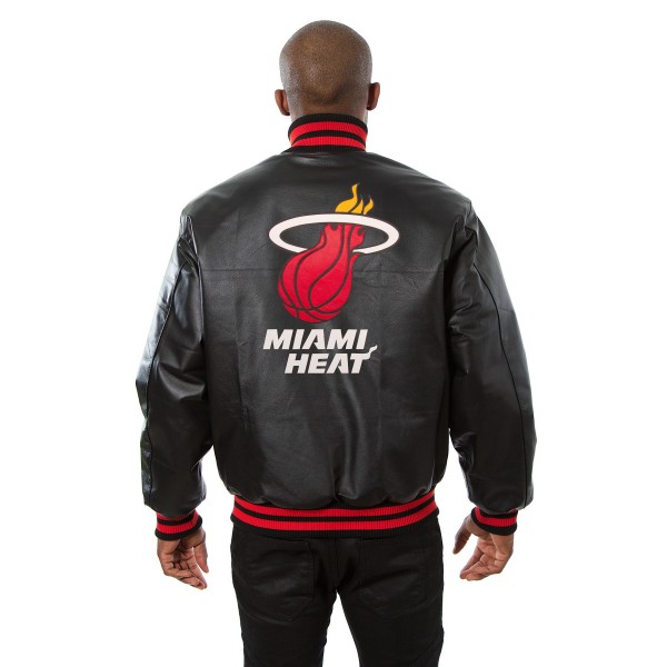 Куртка кожаная Miami Heat JH Design Domestic Team Color - Black