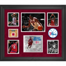 Philadelphia 76ers Moses Malone Framed 20 x 24 5 Photo Collage with Game Used Jersey - Limited Edition of 160