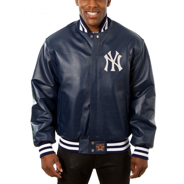 Кожаная куртка New York Yankees JH Design Team Color - Navy