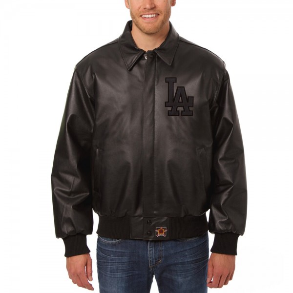Кожаная куртка Los Angeles Dodgers JH Design Tonal - Black